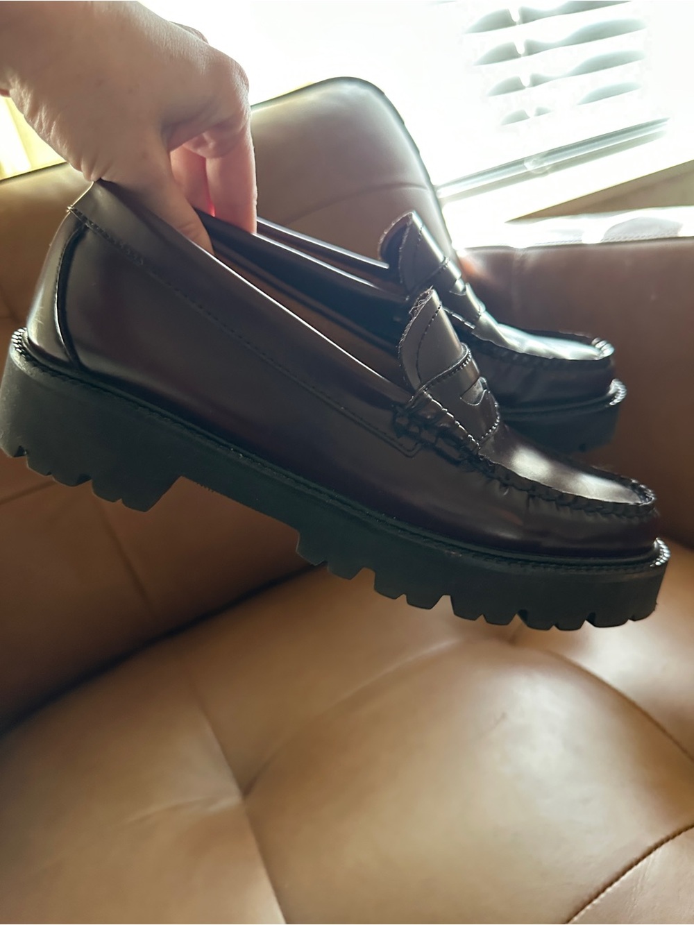 G.H.Bass Weejuns Whitney Super Lug Penny Loafer in Wine Leather Burgundy Size 6